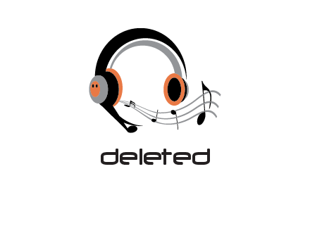music notes flowing out of headphones entertainment logo