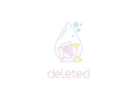 droplet behind a rose with bubbles for a spa or beauty salon logo