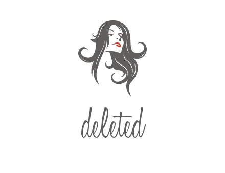 head of woman with long hair beauty logo icon