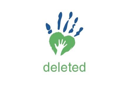 child hand over large hand print childcare logo