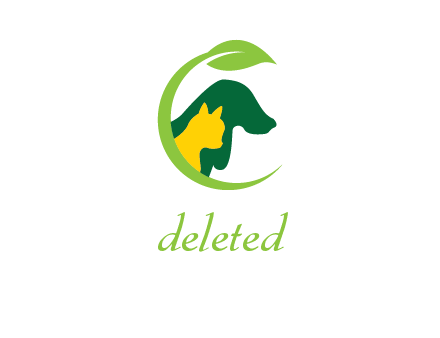 leaf over cat and dog logo