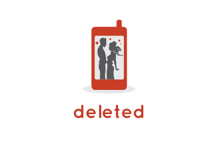 online dating site logo with the image of a couple with hearts inside a phone
