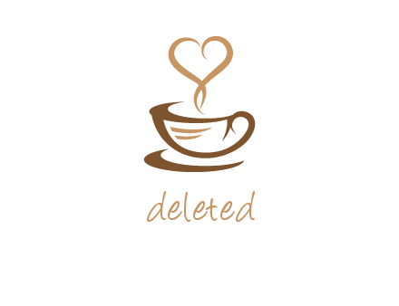 heart shape steam on coffee cup logo